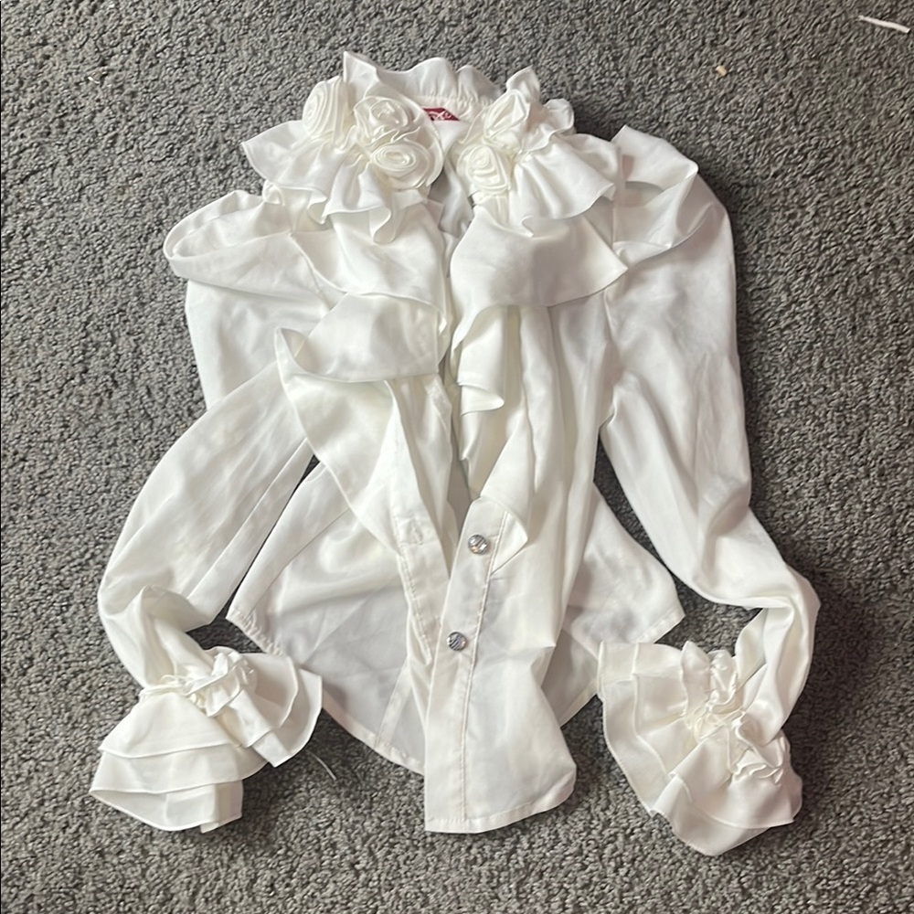 Elegant White Ruffled Blouse